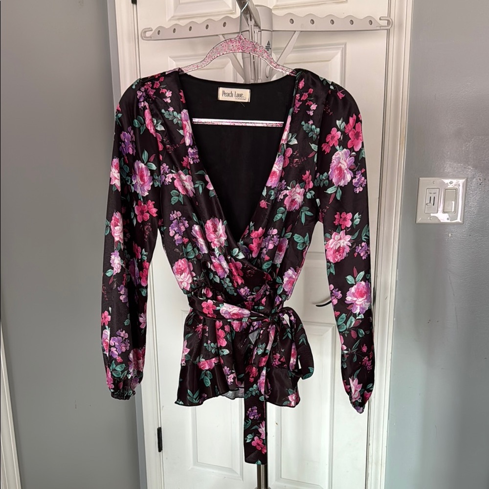 Floral Wrap Blouse
